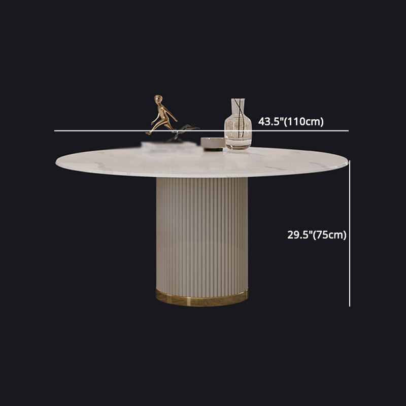 Modern 1/4/5/7 Pieces Round Dining Set Sintered Stone Dining Table Set with Leather Chairs Clearhalo 'Dining Room Sets' 'Dining Tables & Seating' 'dining_room_set' 'furn' 'furn_dining_room_set' 'Furniture' 'furniture_dining_room_set' 'Kitchen & Dining Furniture' 'kitchen&dining_furn' 'kitchen' 4477699