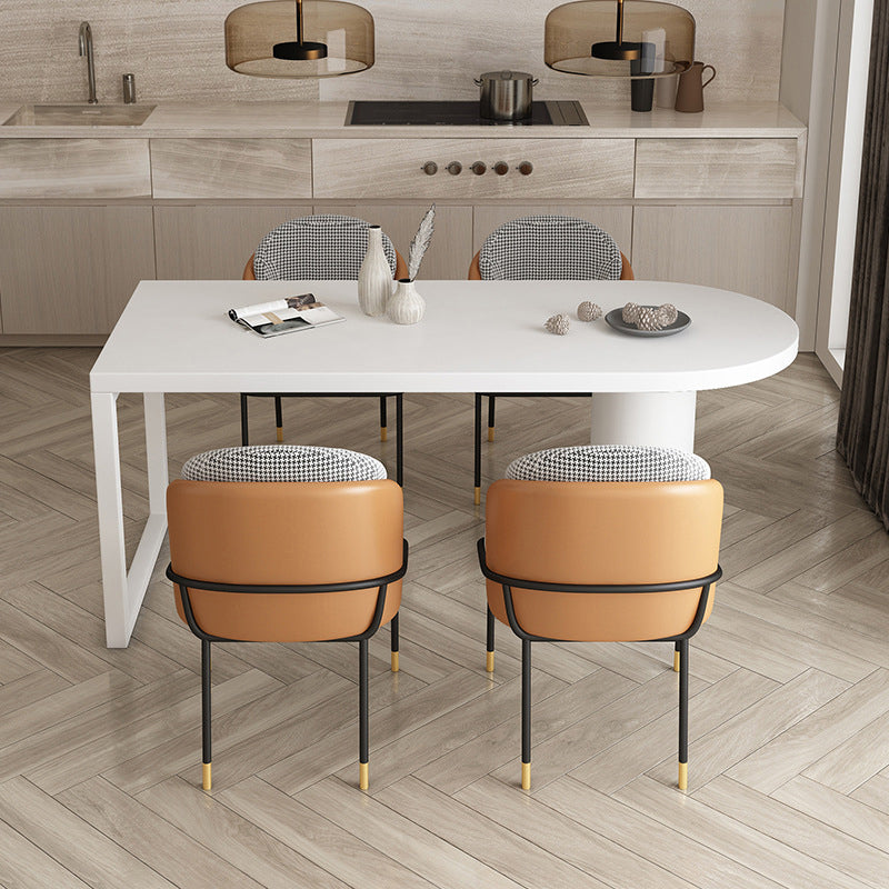 Free Form Table for Restaurant Modern Dining Table with Double Pedestal Base White 63"L x 31.5"W x 29.5"H Without Chairs Clearhalo ' dining_table' 'Dining Tables & Seating' 'Dining Tables' 'furn' 'furn_dining_table' 'Furniture' 'furniture_dining_table' 'Kitchen & Dining Furniture' 'kitchen&dining_furn' 'kitchen' 'kitchen_dining_table' 4480078