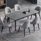 4 Legs Dining Site Table Contemporary Style Stone Dinette Table for Home Gray 63"L x 31.5"W x 29.5"H Without Chairs Clearhalo ' dining_table' 'Dining Tables & Seating' 'Dining Tables' 'furn' 'furn_dining_table' 'Furniture' 'furniture_dining_table' 'Kitchen & Dining Furniture' 'kitchen&dining_furn' 'kitchen' 'kitchen_dining_table' 4480096