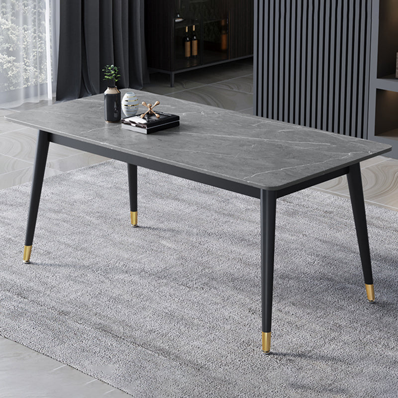 4 Legs Dining Site Table Contemporary Style Stone Dinette Table for Home Gray Without Chairs Clearhalo ' dining_table' 'Dining Tables & Seating' 'Dining Tables' 'furn' 'furn_dining_table' 'Furniture' 'furniture_dining_table' 'Kitchen & Dining Furniture' 'kitchen&dining_furn' 'kitchen' 'kitchen_dining_table' 4480098