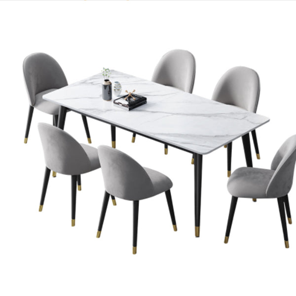 4 Legs Dining Site Table Contemporary Style Stone Dinette Table for Home White Without Chairs Clearhalo ' dining_table' 'Dining Tables & Seating' 'Dining Tables' 'furn' 'furn_dining_table' 'Furniture' 'furniture_dining_table' 'Kitchen & Dining Furniture' 'kitchen&dining_furn' 'kitchen' 'kitchen_dining_table' 4480099