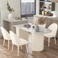 Sintered Stone Table for Restaurant Modern White Table with Double Pedestal Base Free Form 63"L x 31.5"W x 29.5"H Without Chairs Clearhalo ' dining_table' 'Dining Tables & Seating' 'Dining Tables' 'furn' 'furn_dining_table' 'Furniture' 'furniture_dining_table' 'Kitchen & Dining Furniture' 'kitchen&dining_furn' 'kitchen' 'kitchen_dining_table' 4480124