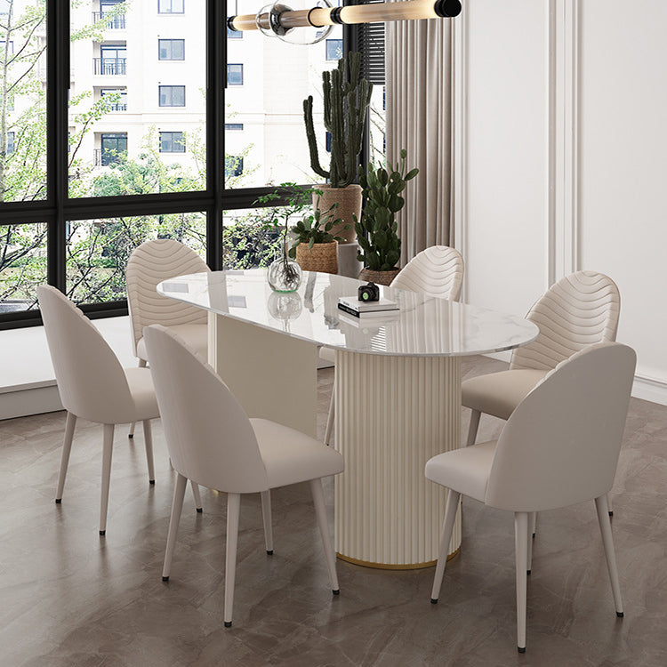 Sintered Stone Table for Restaurant Modern White Table with Double Pedestal Base Clearhalo ' dining_table' 'Dining Tables & Seating' 'Dining Tables' 'furn' 'furn_dining_table' 'Furniture' 'furniture_dining_table' 'Kitchen & Dining Furniture' 'kitchen&dining_furn' 'kitchen' 'kitchen_dining_table' 4480132