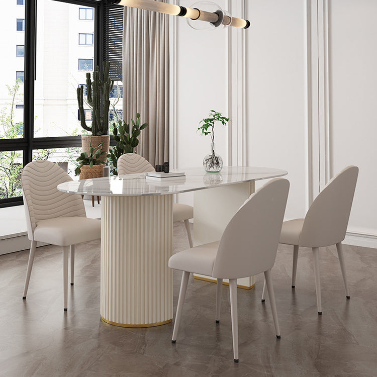 Sintered Stone Table for Restaurant Modern White Table with Double Pedestal Base Clearhalo ' dining_table' 'Dining Tables & Seating' 'Dining Tables' 'furn' 'furn_dining_table' 'Furniture' 'furniture_dining_table' 'Kitchen & Dining Furniture' 'kitchen&dining_furn' 'kitchen' 'kitchen_dining_table' 4480134