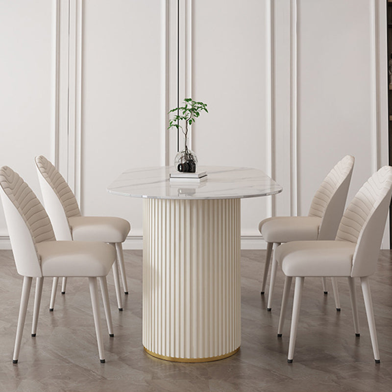 Sintered Stone Table for Restaurant Modern White Table with Double Pedestal Base Clearhalo ' dining_table' 'Dining Tables & Seating' 'Dining Tables' 'furn' 'furn_dining_table' 'Furniture' 'furniture_dining_table' 'Kitchen & Dining Furniture' 'kitchen&dining_furn' 'kitchen' 'kitchen_dining_table' 4480135