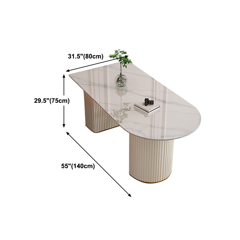 Sintered Stone Table for Restaurant Modern White Table with Double Pedestal Base Clearhalo ' dining_table' 'Dining Tables & Seating' 'Dining Tables' 'furn' 'furn_dining_table' 'Furniture' 'furniture_dining_table' 'Kitchen & Dining Furniture' 'kitchen&dining_furn' 'kitchen' 'kitchen_dining_table' 4480141