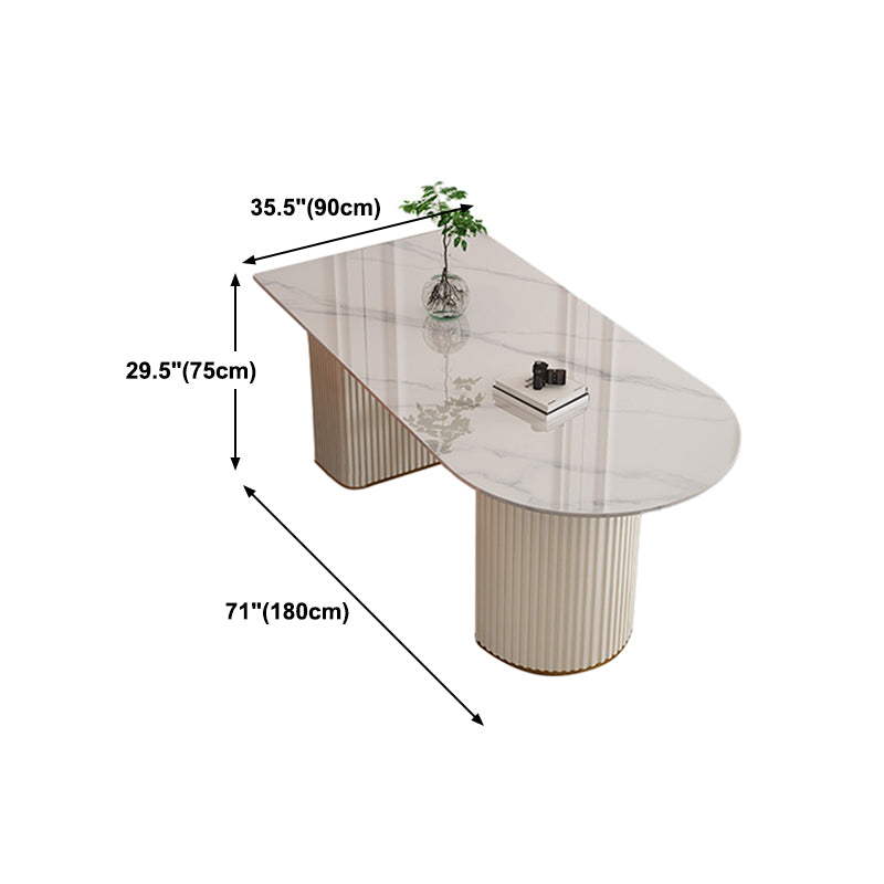 Sintered Stone Table for Restaurant Modern White Table with Double Pedestal Base Clearhalo ' dining_table' 'Dining Tables & Seating' 'Dining Tables' 'furn' 'furn_dining_table' 'Furniture' 'furniture_dining_table' 'Kitchen & Dining Furniture' 'kitchen&dining_furn' 'kitchen' 'kitchen_dining_table' 4480145