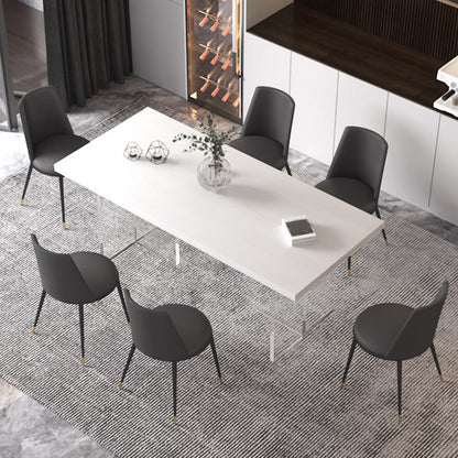 Modern Style Dining Table Rectangle Solid Wood Dining Table for Kitchen White Without Chairs Clearhalo ' dining_table' 'Dining Tables & Seating' 'Dining Tables' 'furn' 'furn_dining_table' 'Furniture' 'furniture_dining_table' 'Kitchen & Dining Furniture' 'kitchen&dining_furn' 'kitchen' 'kitchen_dining_table' 4480151