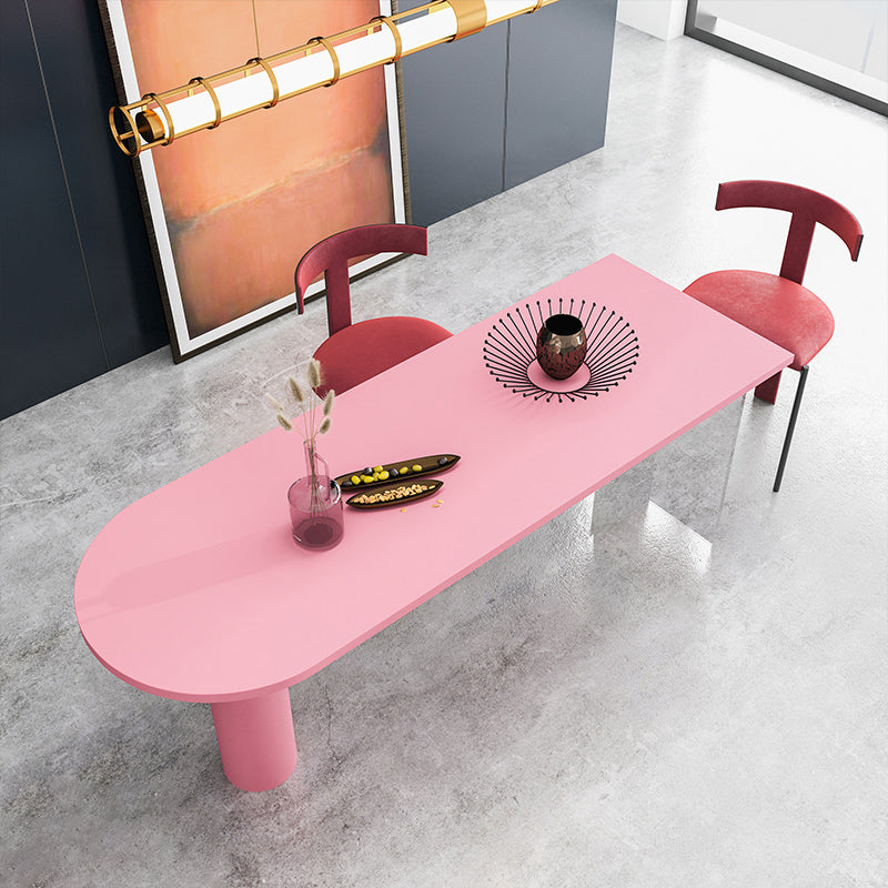 Modern Style Double Pedestal Furniture Pine Solid Wood Dining Room Collection Pink Without Chairs Clearhalo ' dining_table' 'Dining Tables & Seating' 'Dining Tables' 'furn' 'furn_dining_table' 'Furniture' 'furniture_dining_table' 'Kitchen & Dining Furniture' 'kitchen&dining_furn' 'kitchen' 'kitchen_dining_table' 4480219