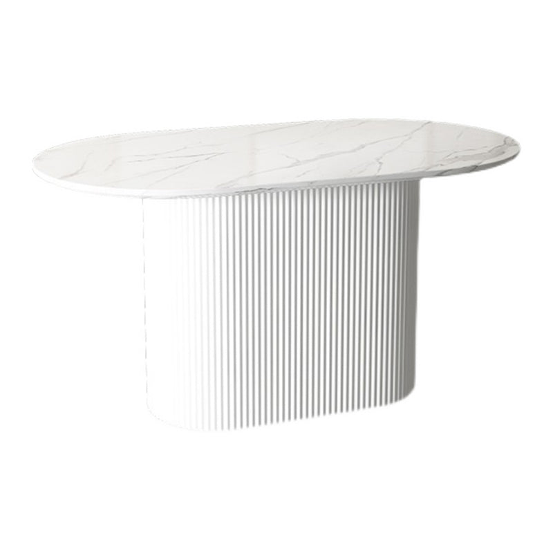 Metal Modern Oval Dining Table White Sintered Stone Top Table for Dining Room and Kitchen White Without Chairs Clearhalo ' dining_table' 'Dining Tables & Seating' 'Dining Tables' 'furn' 'furn_dining_table' 'Furniture' 'furniture_dining_table' 'Kitchen & Dining Furniture' 'kitchen&dining_furn' 'kitchen' 'kitchen_dining_table' 4480297