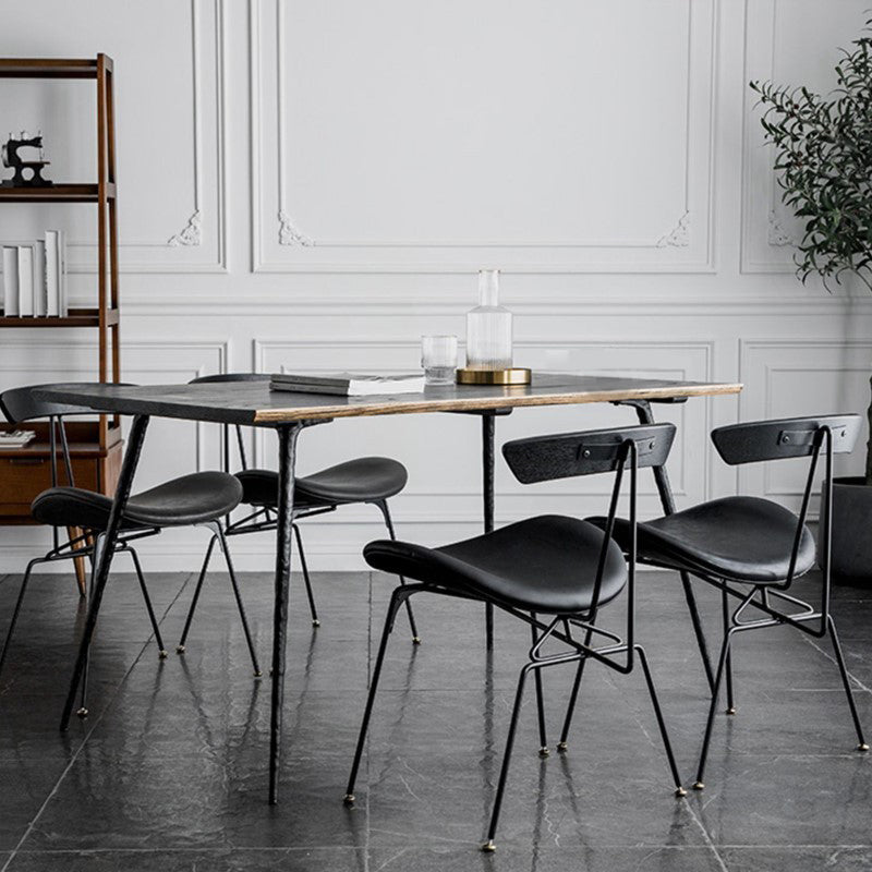 Traditional Luxury Rectangle Table Oak Solid Wood Dinette Table with 4 Legs Black Without Chairs Clearhalo ' dining_table' 'Dining Tables & Seating' 'Dining Tables' 'furn' 'furn_dining_table' 'Furniture' 'furniture_dining_table' 'Kitchen & Dining Furniture' 'kitchen&dining_furn' 'kitchen' 'kitchen_dining_table' 4480340