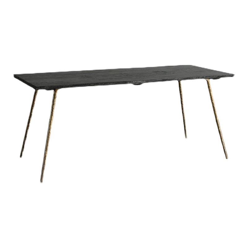 Traditional Luxury Rectangle Table Oak Solid Wood Dinette Table with 4 Legs Black-Gold Without Chairs Clearhalo ' dining_table' 'Dining Tables & Seating' 'Dining Tables' 'furn' 'furn_dining_table' 'Furniture' 'furniture_dining_table' 'Kitchen & Dining Furniture' 'kitchen&dining_furn' 'kitchen' 'kitchen_dining_table' 4480344