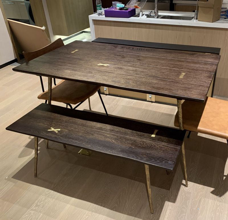 Traditional Luxury Rectangle Table Oak Solid Wood Dinette Table with 4 Legs Clearhalo ' dining_table' 'Dining Tables & Seating' 'Dining Tables' 'furn' 'furn_dining_table' 'Furniture' 'furniture_dining_table' 'Kitchen & Dining Furniture' 'kitchen&dining_furn' 'kitchen' 'kitchen_dining_table' 4480348