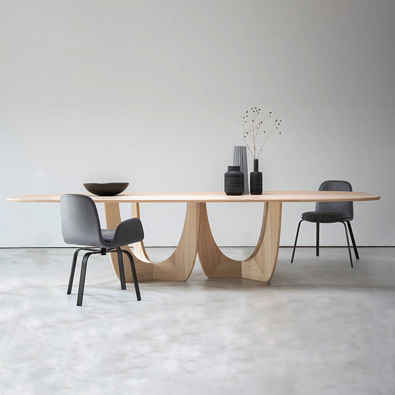 Solid Wood Dining Table Simplicity Double Pedestal Table for Dining Room Natural 63"L x 27.6"W x 29.5"H Without Chairs Clearhalo ' dining_table' 'Dining Tables & Seating' 'Dining Tables' 'furn' 'furn_dining_table' 'Furniture' 'furniture_dining_table' 'Kitchen & Dining Furniture' 'kitchen&dining_furn' 'kitchen' 'kitchen_dining_table' 4480389