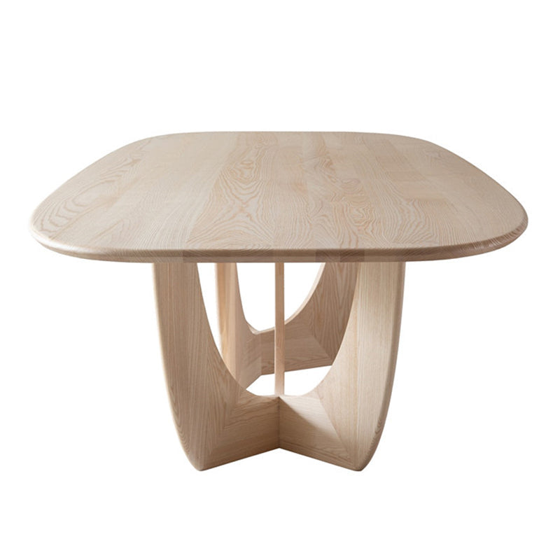 Solid Wood Dining Table Simplicity Double Pedestal Table for Dining Room Natural 78.7"L x 35.4"W x 29.5"H Without Chairs Clearhalo ' dining_table' 'Dining Tables & Seating' 'Dining Tables' 'furn' 'furn_dining_table' 'Furniture' 'furniture_dining_table' 'Kitchen & Dining Furniture' 'kitchen&dining_furn' 'kitchen' 'kitchen_dining_table' 4480392