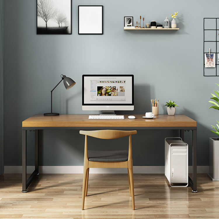 Metal Industrial Rectangle Dining Table Pine Wood Top Table with Trestle Base Natural 47.2"L x 23.6"W x 29.5"H Without Chairs Clearhalo ' dining_table' 'Dining Tables & Seating' 'Dining Tables' 'furn' 'furn_dining_table' 'Furniture' 'furniture_dining_table' 'Kitchen & Dining Furniture' 'kitchen&dining_furn' 'kitchen' 'kitchen_dining_table' 4480408