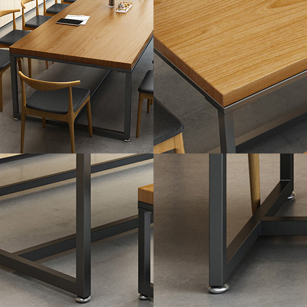 Metal Industrial Rectangle Dining Table Pine Wood Top Table with Trestle Base Clearhalo ' dining_table' 'Dining Tables & Seating' 'Dining Tables' 'furn' 'furn_dining_table' 'Furniture' 'furniture_dining_table' 'Kitchen & Dining Furniture' 'kitchen&dining_furn' 'kitchen' 'kitchen_dining_table' 4480412