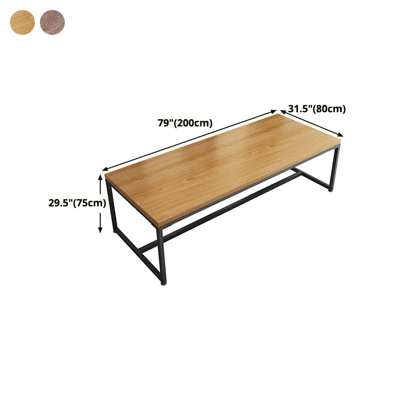Metal Industrial Rectangle Dining Table Pine Wood Top Table with Trestle Base Clearhalo ' dining_table' 'Dining Tables & Seating' 'Dining Tables' 'furn' 'furn_dining_table' 'Furniture' 'furniture_dining_table' 'Kitchen & Dining Furniture' 'kitchen&dining_furn' 'kitchen' 'kitchen_dining_table' 4480421