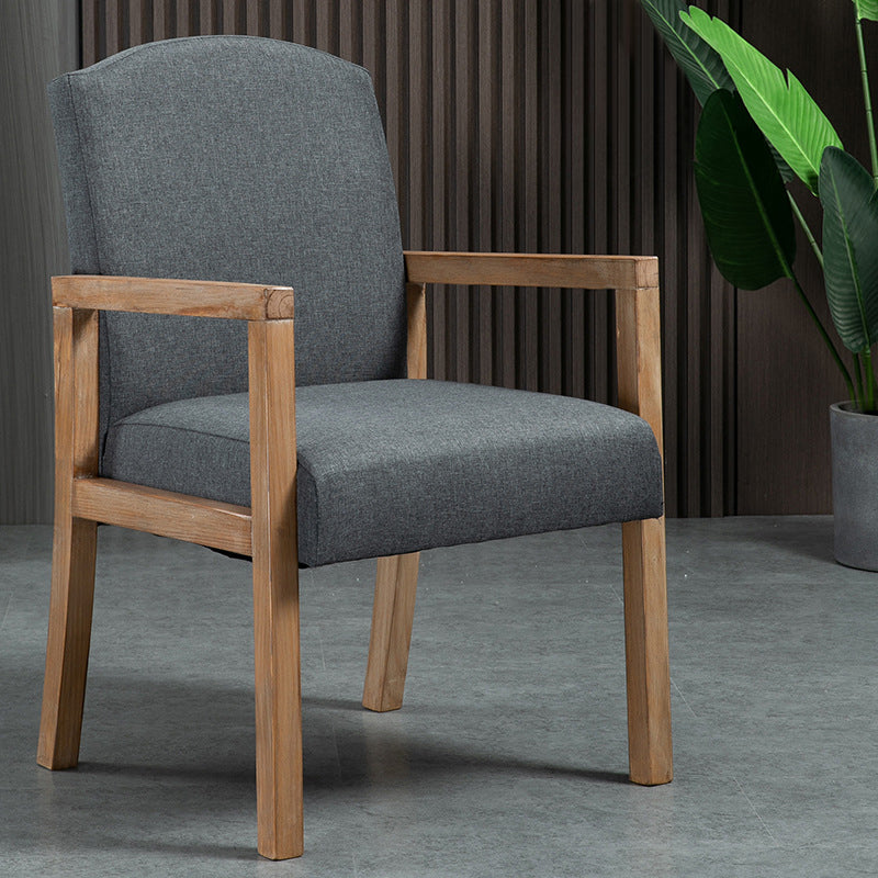Contemporary Dining Arm Chair Matte Finish Solid Wood Parsons Chair with 4 Legs Grey 1 Piece Clearhalo ' kitchen&dining_furn' 'Dining Chairs' 'Dining Tables & Seating' 'dining_chair' 'furn' 'furn_dining_chair' 'Furniture' 'furniture_dining_chair' 'Kitchen & Dining Furniture' 'kitchen' 4480438