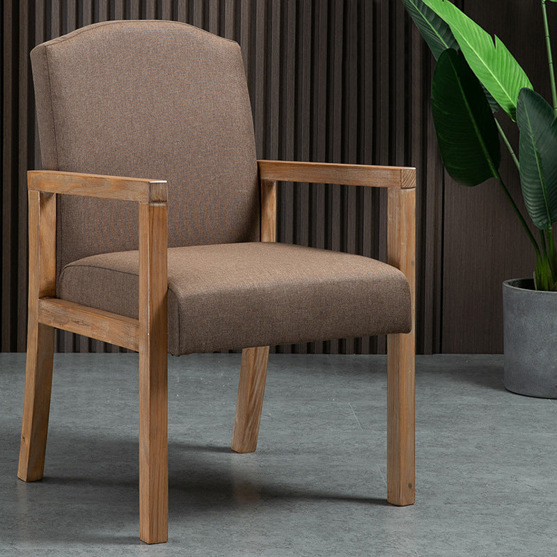 Contemporary Dining Arm Chair Matte Finish Solid Wood Parsons Chair with 4 Legs Coffee 1 Piece Clearhalo ' kitchen&dining_furn' 'Dining Chairs' 'Dining Tables & Seating' 'dining_chair' 'furn' 'furn_dining_chair' 'Furniture' 'furniture_dining_chair' 'Kitchen & Dining Furniture' 'kitchen' 4480443