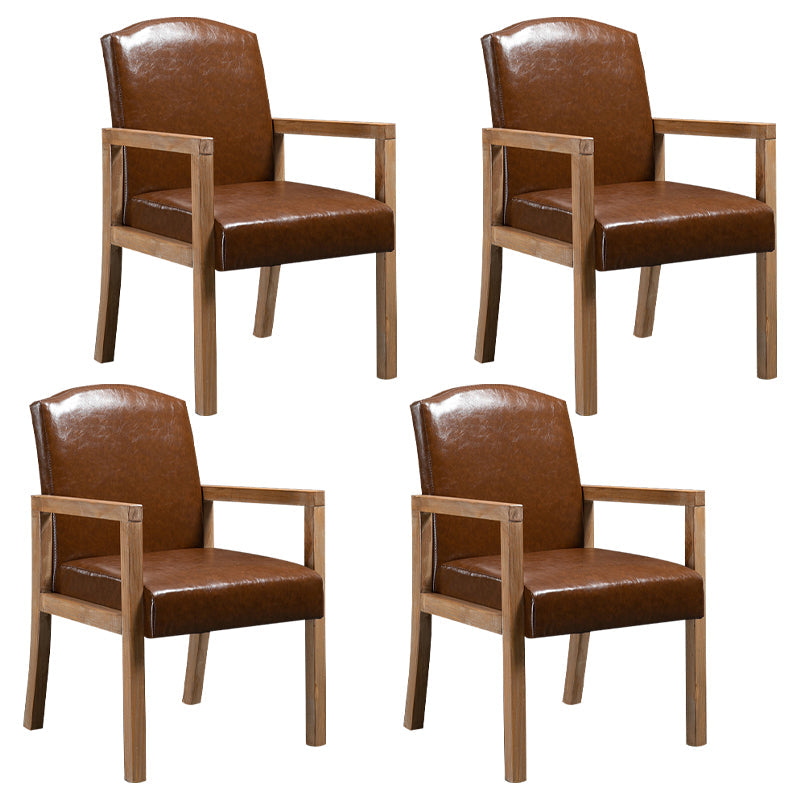 Contemporary Dining Arm Chair Matte Finish Solid Wood Parsons Chair with 4 Legs Dark Brown 4 Piece Set Clearhalo ' kitchen&dining_furn' 'Dining Chairs' 'Dining Tables & Seating' 'dining_chair' 'furn' 'furn_dining_chair' 'Furniture' 'furniture_dining_chair' 'Kitchen & Dining Furniture' 'kitchen' 4480452
