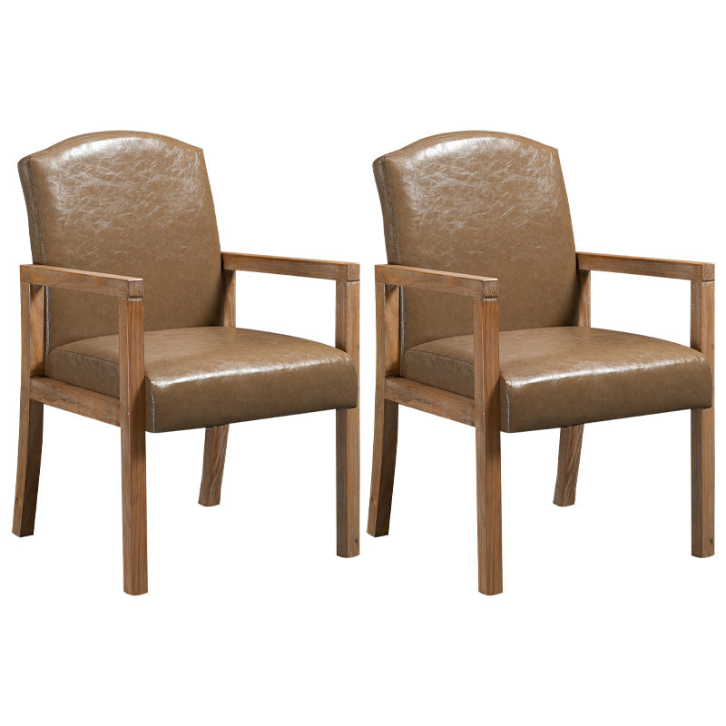 Contemporary Dining Arm Chair Matte Finish Solid Wood Parsons Chair with 4 Legs Dark Khaki 2 Piece Set Clearhalo ' kitchen&dining_furn' 'Dining Chairs' 'Dining Tables & Seating' 'dining_chair' 'furn' 'furn_dining_chair' 'Furniture' 'furniture_dining_chair' 'Kitchen & Dining Furniture' 'kitchen' 4480454