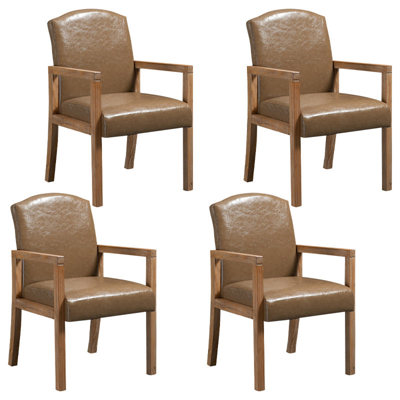 Contemporary Dining Arm Chair Matte Finish Solid Wood Parsons Chair with 4 Legs Dark Khaki 4 Piece Set Clearhalo ' kitchen&dining_furn' 'Dining Chairs' 'Dining Tables & Seating' 'dining_chair' 'furn' 'furn_dining_chair' 'Furniture' 'furniture_dining_chair' 'Kitchen & Dining Furniture' 'kitchen' 4480455