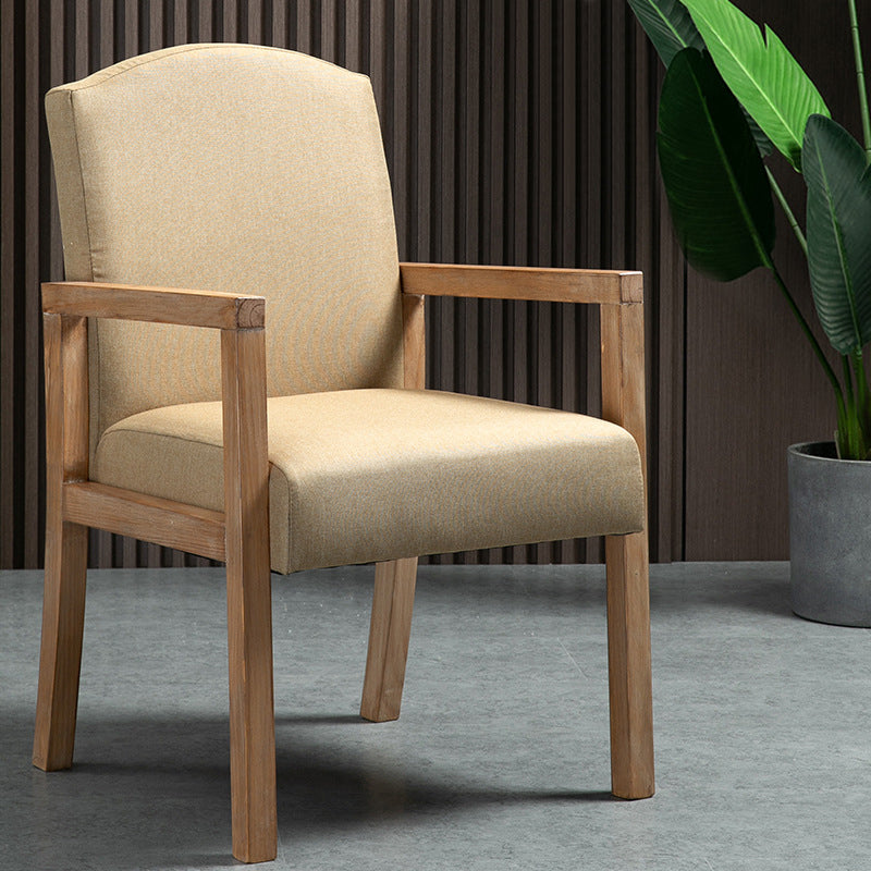 Contemporary Dining Arm Chair Matte Finish Solid Wood Parsons Chair with 4 Legs Light Khaki 1 Piece Clearhalo ' kitchen&dining_furn' 'Dining Chairs' 'Dining Tables & Seating' 'dining_chair' 'furn' 'furn_dining_chair' 'Furniture' 'furniture_dining_chair' 'Kitchen & Dining Furniture' 'kitchen' 4480456
