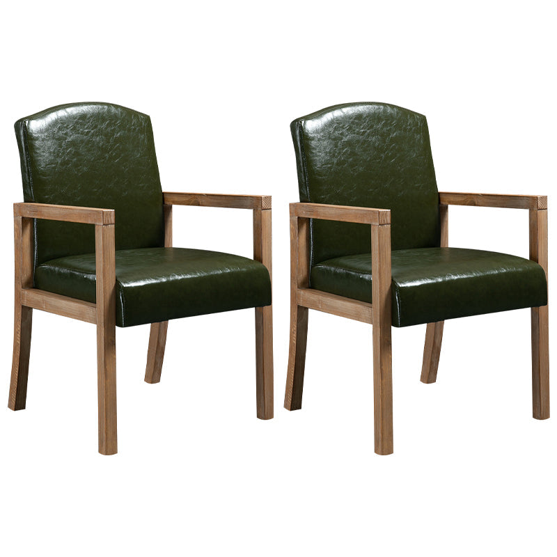Contemporary Dining Arm Chair Matte Finish Solid Wood Parsons Chair with 4 Legs Blackish Green 2 Piece Set Clearhalo ' kitchen&dining_furn' 'Dining Chairs' 'Dining Tables & Seating' 'dining_chair' 'furn' 'furn_dining_chair' 'Furniture' 'furniture_dining_chair' 'Kitchen & Dining Furniture' 'kitchen' 4480460
