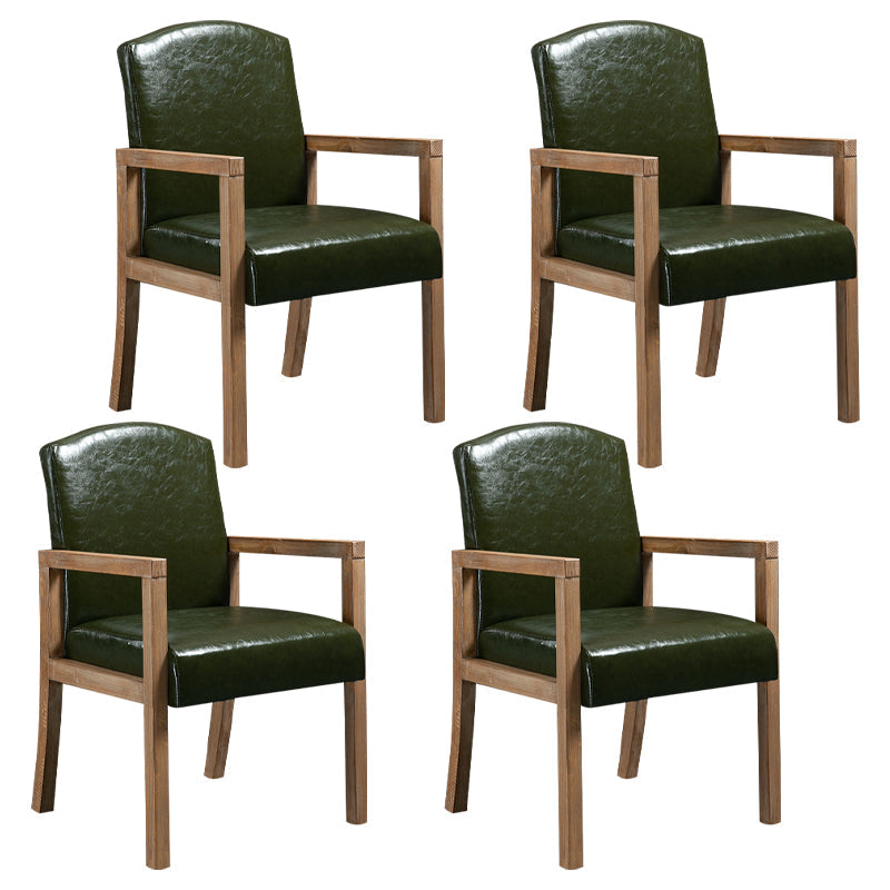 Contemporary Dining Arm Chair Matte Finish Solid Wood Parsons Chair with 4 Legs Blackish Green 4 Piece Set Clearhalo ' kitchen&dining_furn' 'Dining Chairs' 'Dining Tables & Seating' 'dining_chair' 'furn' 'furn_dining_chair' 'Furniture' 'furniture_dining_chair' 'Kitchen & Dining Furniture' 'kitchen' 4480461
