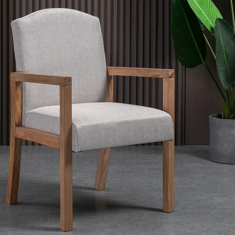 Contemporary Dining Arm Chair Matte Finish Solid Wood Parsons Chair with 4 Legs Off-White 1 Piece Clearhalo ' kitchen&dining_furn' 'Dining Chairs' 'Dining Tables & Seating' 'dining_chair' 'furn' 'furn_dining_chair' 'Furniture' 'furniture_dining_chair' 'Kitchen & Dining Furniture' 'kitchen' 4480464