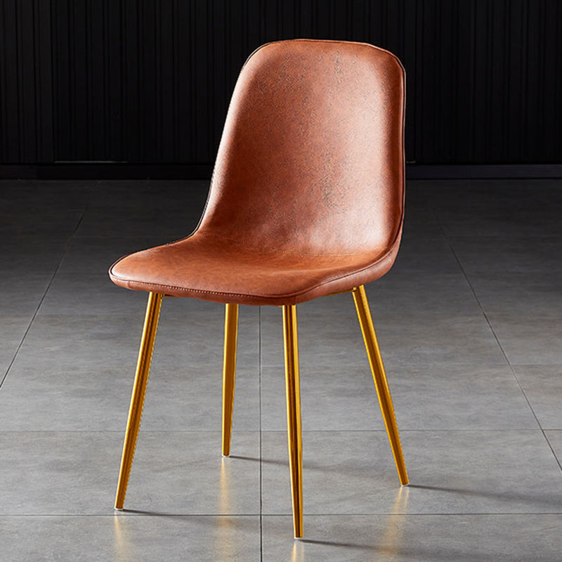 Nordic Style Kitchen Metal Dining Chairs Dining Armless Side Chair Light Brown 1 Piece Brass Gold Clearhalo ' kitchen&dining_furn' 'Dining Chairs' 'Dining Tables & Seating' 'dining_chair' 'furn' 'furn_dining_chair' 'Furniture' 'furniture_dining_chair' 'Kitchen & Dining Furniture' 'kitchen' 4480486