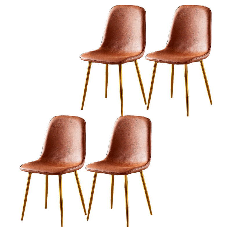 Nordic Style Kitchen Metal Dining Chairs Dining Armless Side Chair Light Brown 4 Piece Set Brass Gold Clearhalo ' kitchen&dining_furn' 'Dining Chairs' 'Dining Tables & Seating' 'dining_chair' 'furn' 'furn_dining_chair' 'Furniture' 'furniture_dining_chair' 'Kitchen & Dining Furniture' 'kitchen' 4480488