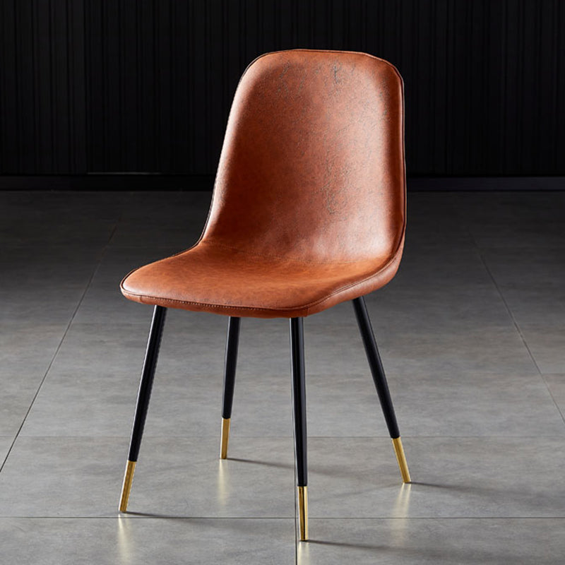 Nordic Style Kitchen Metal Dining Chairs Dining Armless Side Chair Light Brown 1 Piece Black Gold Clearhalo ' kitchen&dining_furn' 'Dining Chairs' 'Dining Tables & Seating' 'dining_chair' 'furn' 'furn_dining_chair' 'Furniture' 'furniture_dining_chair' 'Kitchen & Dining Furniture' 'kitchen' 4480489