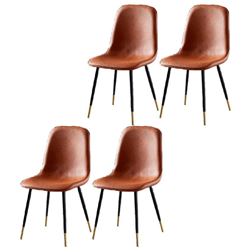 Nordic Style Kitchen Metal Dining Chairs Dining Armless Side Chair Light Brown 4 Piece Set Black Gold Clearhalo ' kitchen&dining_furn' 'Dining Chairs' 'Dining Tables & Seating' 'dining_chair' 'furn' 'furn_dining_chair' 'Furniture' 'furniture_dining_chair' 'Kitchen & Dining Furniture' 'kitchen' 4480491