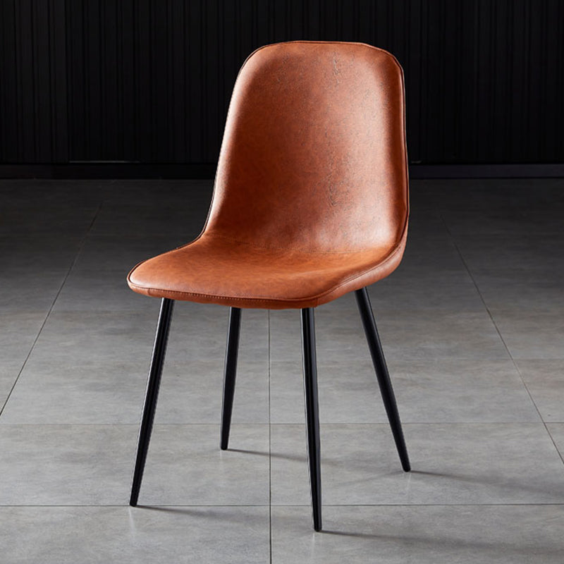 Nordic Style Kitchen Metal Dining Chairs Dining Armless Side Chair Light Brown 1 Piece Black Clearhalo ' kitchen&dining_furn' 'Dining Chairs' 'Dining Tables & Seating' 'dining_chair' 'furn' 'furn_dining_chair' 'Furniture' 'furniture_dining_chair' 'Kitchen & Dining Furniture' 'kitchen' 4480492