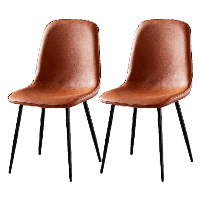 Nordic Style Kitchen Metal Dining Chairs Dining Armless Side Chair Light Brown 2 Piece Set Black Clearhalo ' kitchen&dining_furn' 'Dining Chairs' 'Dining Tables & Seating' 'dining_chair' 'furn' 'furn_dining_chair' 'Furniture' 'furniture_dining_chair' 'Kitchen & Dining Furniture' 'kitchen' 4480493