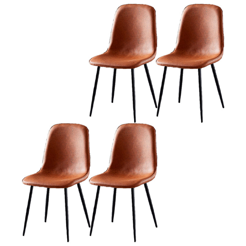 Nordic Style Kitchen Metal Dining Chairs Dining Armless Side Chair Light Brown 4 Piece Set Black Clearhalo ' kitchen&dining_furn' 'Dining Chairs' 'Dining Tables & Seating' 'dining_chair' 'furn' 'furn_dining_chair' 'Furniture' 'furniture_dining_chair' 'Kitchen & Dining Furniture' 'kitchen' 4480494