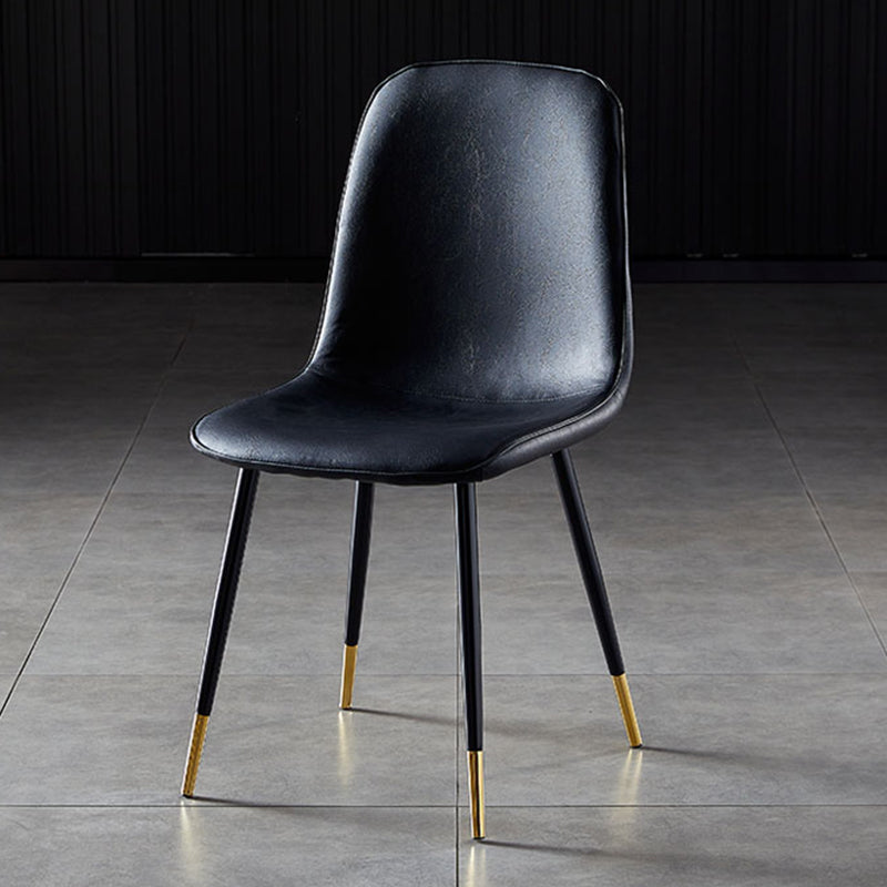 Nordic Style Kitchen Metal Dining Chairs Dining Armless Side Chair Black 1 Piece Black Gold Clearhalo ' kitchen&dining_furn' 'Dining Chairs' 'Dining Tables & Seating' 'dining_chair' 'furn' 'furn_dining_chair' 'Furniture' 'furniture_dining_chair' 'Kitchen & Dining Furniture' 'kitchen' 4480495