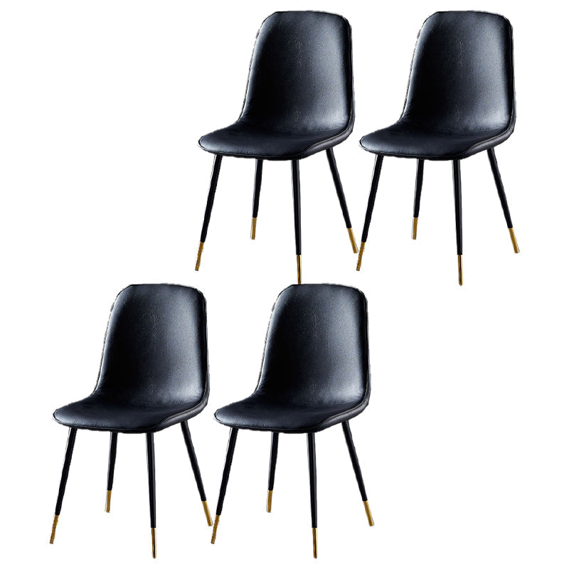 Nordic Style Kitchen Metal Dining Chairs Dining Armless Side Chair Black 4 Piece Set Black Gold Clearhalo ' kitchen&dining_furn' 'Dining Chairs' 'Dining Tables & Seating' 'dining_chair' 'furn' 'furn_dining_chair' 'Furniture' 'furniture_dining_chair' 'Kitchen & Dining Furniture' 'kitchen' 4480497
