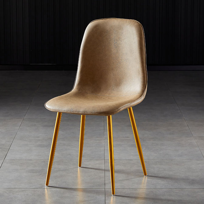 Nordic Style Kitchen Metal Dining Chairs Dining Armless Side Chair Camel 1 Piece Brass Gold Clearhalo ' kitchen&dining_furn' 'Dining Chairs' 'Dining Tables & Seating' 'dining_chair' 'furn' 'furn_dining_chair' 'Furniture' 'furniture_dining_chair' 'Kitchen & Dining Furniture' 'kitchen' 4480510