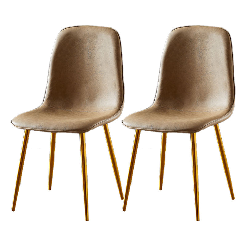Nordic Style Kitchen Metal Dining Chairs Dining Armless Side Chair Camel 2 Piece Set Brass Gold Clearhalo ' kitchen&dining_furn' 'Dining Chairs' 'Dining Tables & Seating' 'dining_chair' 'furn' 'furn_dining_chair' 'Furniture' 'furniture_dining_chair' 'Kitchen & Dining Furniture' 'kitchen' 4480511
