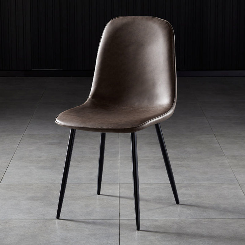 Nordic Style Kitchen Metal Dining Chairs Dining Armless Side Chair Dark Brown 1 Piece Black Clearhalo ' kitchen&dining_furn' 'Dining Chairs' 'Dining Tables & Seating' 'dining_chair' 'furn' 'furn_dining_chair' 'Furniture' 'furniture_dining_chair' 'Kitchen & Dining Furniture' 'kitchen' 4480513