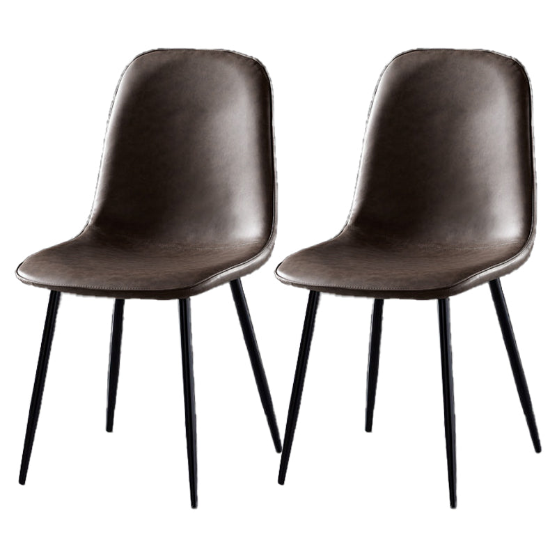 Nordic Style Kitchen Metal Dining Chairs Dining Armless Side Chair Dark Brown 2 Piece Set Black Clearhalo ' kitchen&dining_furn' 'Dining Chairs' 'Dining Tables & Seating' 'dining_chair' 'furn' 'furn_dining_chair' 'Furniture' 'furniture_dining_chair' 'Kitchen & Dining Furniture' 'kitchen' 4480514