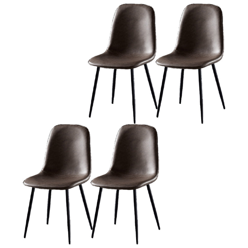 Nordic Style Kitchen Metal Dining Chairs Dining Armless Side Chair Dark Brown 4 Piece Set Black Clearhalo ' kitchen&dining_furn' 'Dining Chairs' 'Dining Tables & Seating' 'dining_chair' 'furn' 'furn_dining_chair' 'Furniture' 'furniture_dining_chair' 'Kitchen & Dining Furniture' 'kitchen' 4480515
