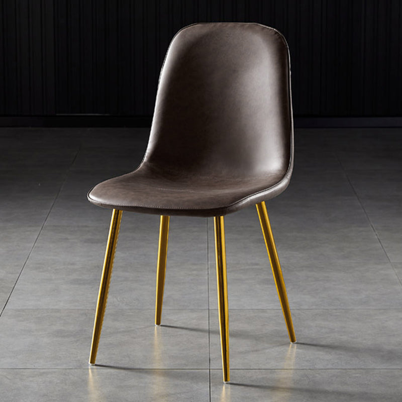 Nordic Style Kitchen Metal Dining Chairs Dining Armless Side Chair Dark Brown 1 Piece Brass Gold Clearhalo ' kitchen&dining_furn' 'Dining Chairs' 'Dining Tables & Seating' 'dining_chair' 'furn' 'furn_dining_chair' 'Furniture' 'furniture_dining_chair' 'Kitchen & Dining Furniture' 'kitchen' 4480516