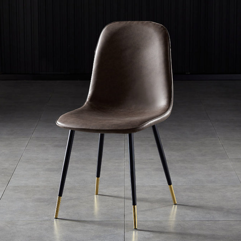 Nordic Style Kitchen Metal Dining Chairs Dining Armless Side Chair Dark Brown 1 Piece Black Gold Clearhalo ' kitchen&dining_furn' 'Dining Chairs' 'Dining Tables & Seating' 'dining_chair' 'furn' 'furn_dining_chair' 'Furniture' 'furniture_dining_chair' 'Kitchen & Dining Furniture' 'kitchen' 4480519