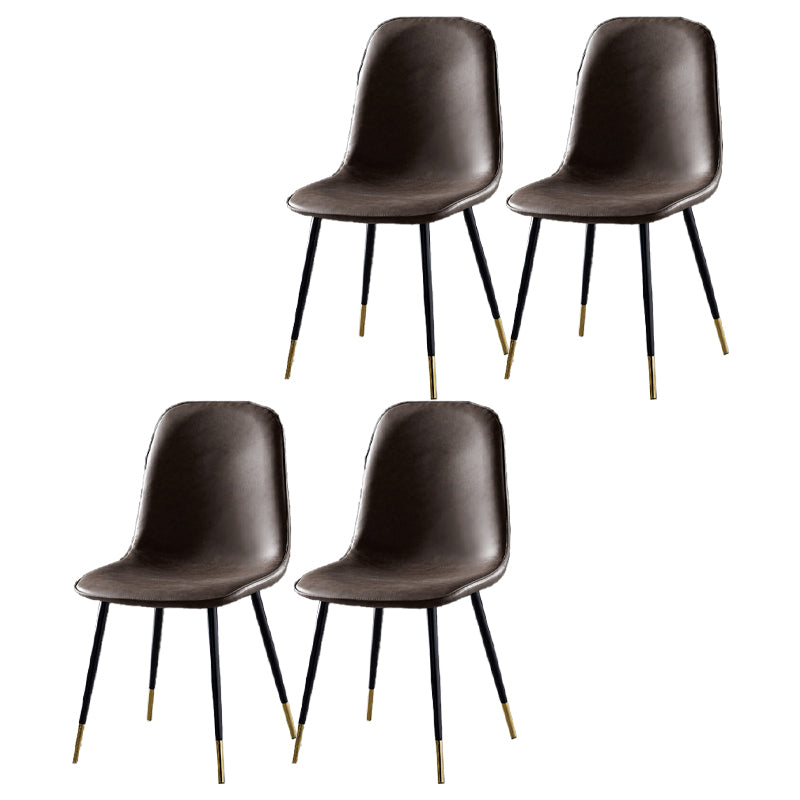 Nordic Style Kitchen Metal Dining Chairs Dining Armless Side Chair Dark Brown 4 Piece Set Black Gold Clearhalo ' kitchen&dining_furn' 'Dining Chairs' 'Dining Tables & Seating' 'dining_chair' 'furn' 'furn_dining_chair' 'Furniture' 'furniture_dining_chair' 'Kitchen & Dining Furniture' 'kitchen' 4480521