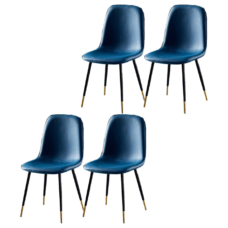 Nordic Style Kitchen Metal Dining Chairs Dining Armless Side Chair Blue 4 Piece Set Black Gold Clearhalo ' kitchen&dining_furn' 'Dining Chairs' 'Dining Tables & Seating' 'dining_chair' 'furn' 'furn_dining_chair' 'Furniture' 'furniture_dining_chair' 'Kitchen & Dining Furniture' 'kitchen' 4480527