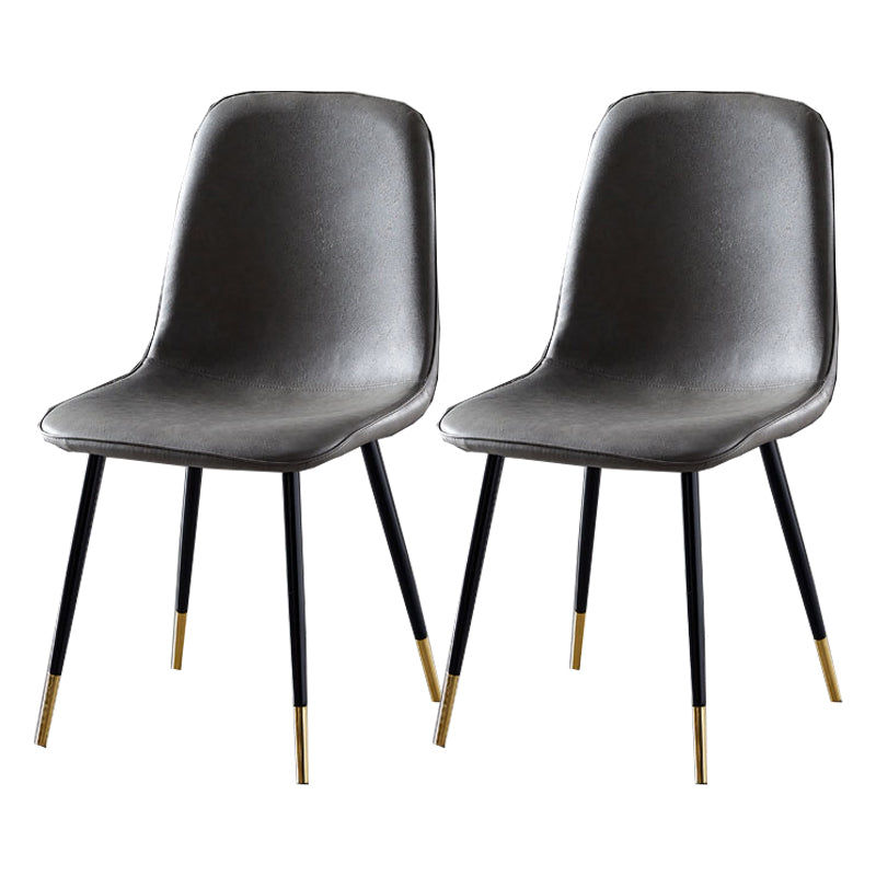 Nordic Style Kitchen Metal Dining Chairs Dining Armless Side Chair Grey 2 Piece Set Black Gold Clearhalo ' kitchen&dining_furn' 'Dining Chairs' 'Dining Tables & Seating' 'dining_chair' 'furn' 'furn_dining_chair' 'Furniture' 'furniture_dining_chair' 'Kitchen & Dining Furniture' 'kitchen' 4480535